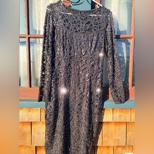 Elegant Grey Lace Dress with Sequins